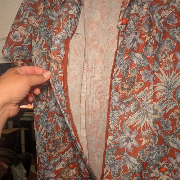 Vintage Red and Blue Midi Sundress with Notched Collar - Picture 4 of 6